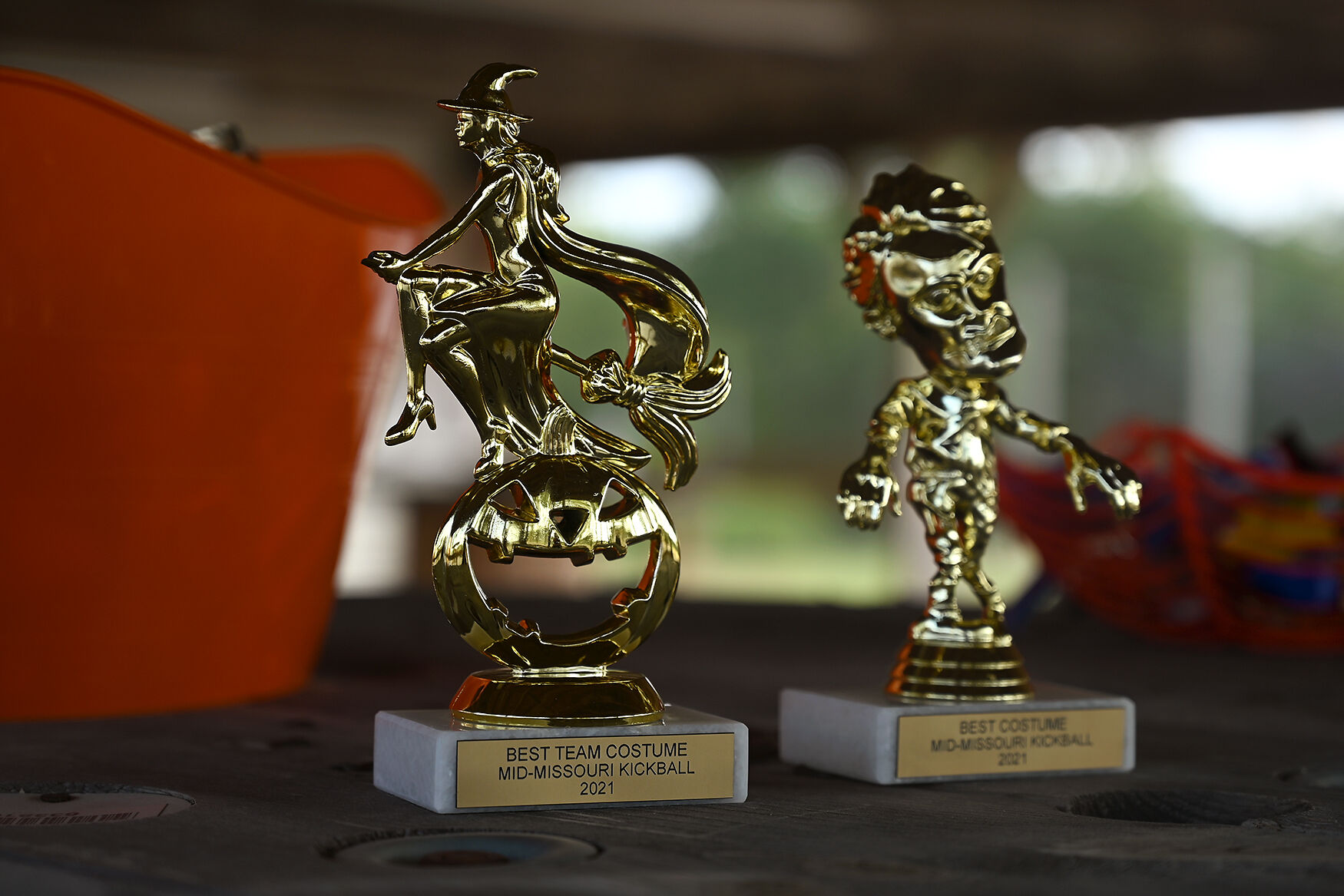 Trophies for best team costume and best individual costume are placed